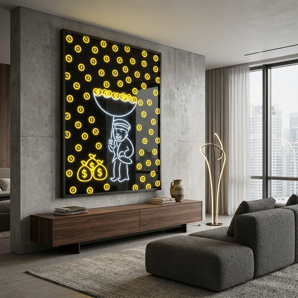 Money rain Inspirational Canvas Wall Art Print