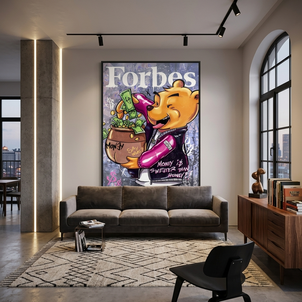 Winnie the Pooh auf dem Cover des Forbes-Leinwand-Kunstdrucks