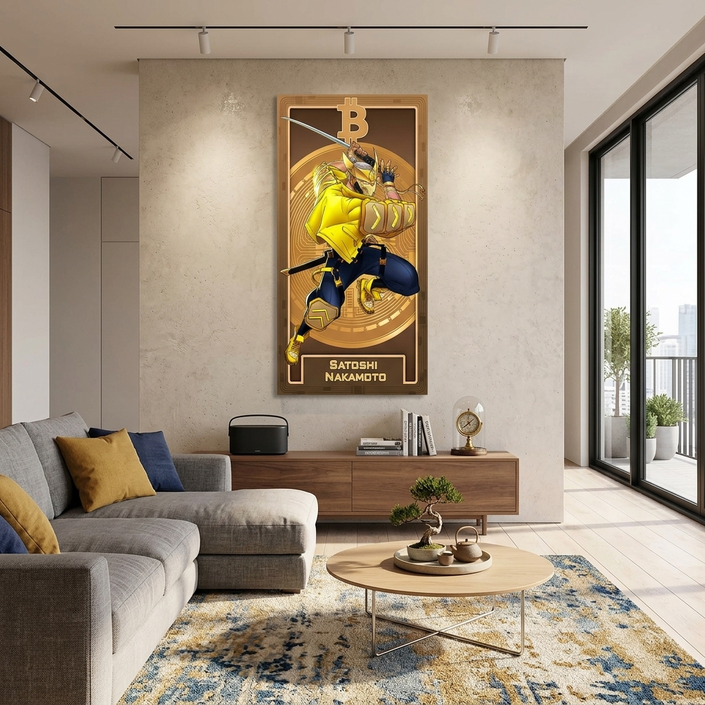 Money Crypto-warrior Satoshi Nakamoto Bitcoin Inspirational Canvas Wall Art Print