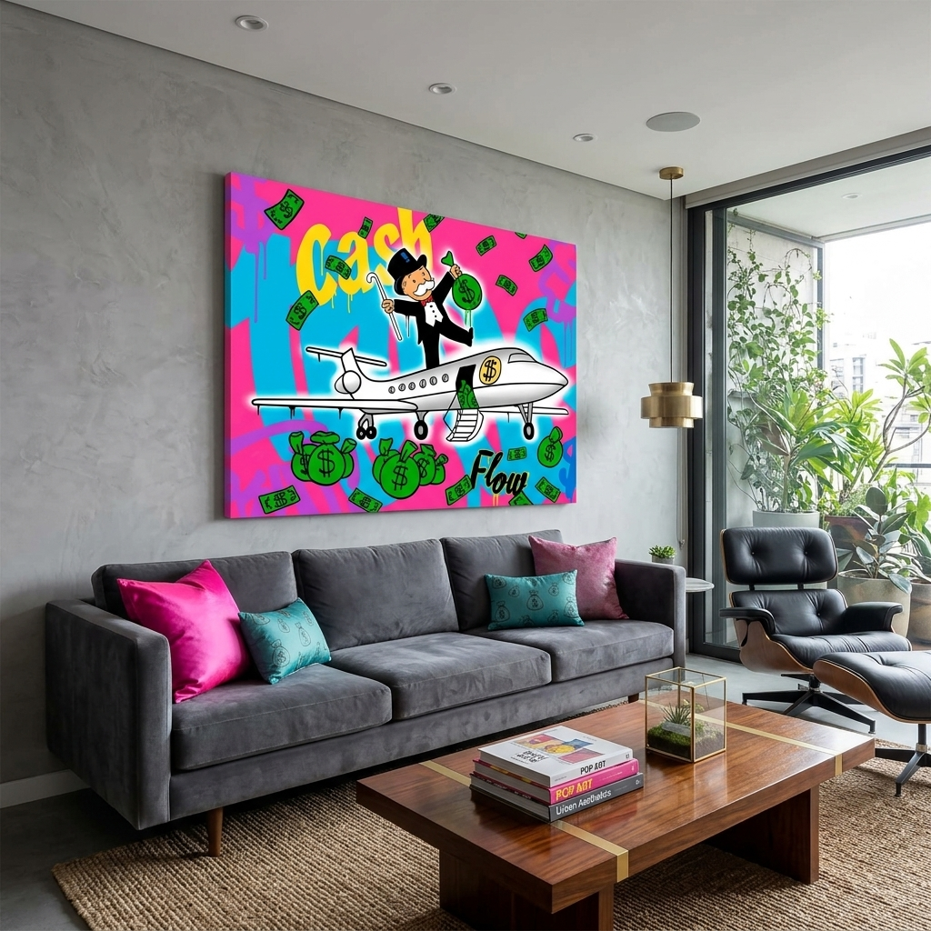 Inspirierender Kunstdruck auf Leinwand „Cash Flow“