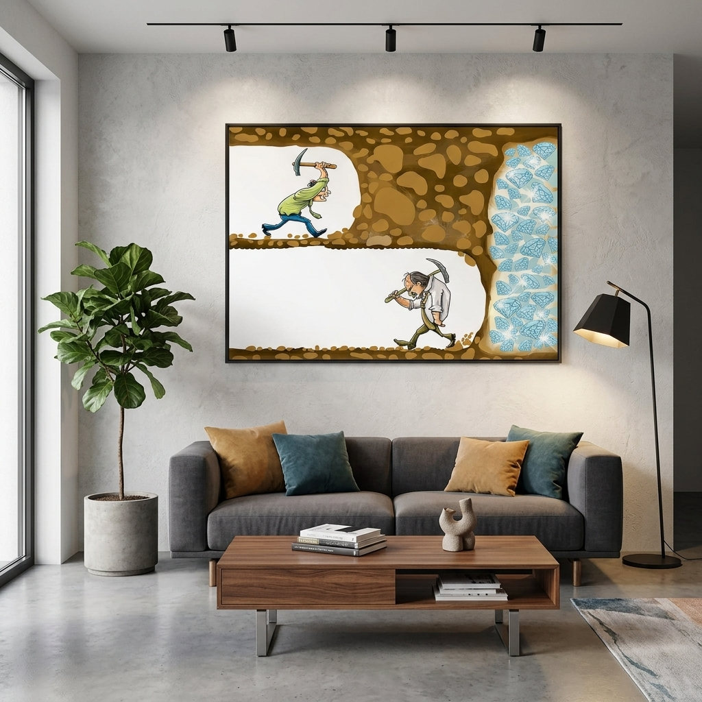 Zwei Bergleute motivierende Leinwand Wand Kunstdruck