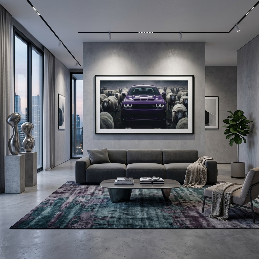 Leinwandbild, Porsche 911, grün, auf grauem Hintergrund