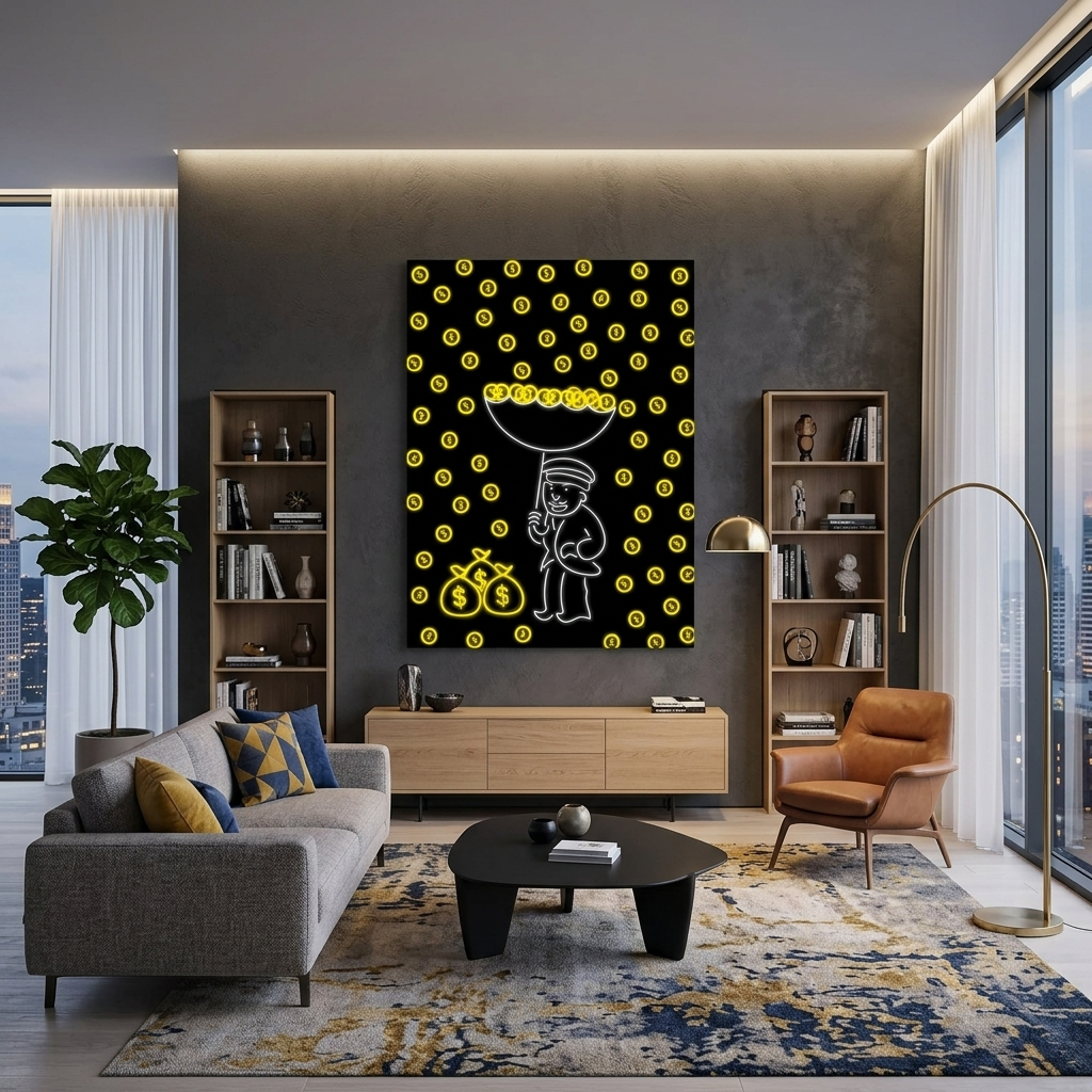 Money rain Inspirational Canvas Wall Art Print