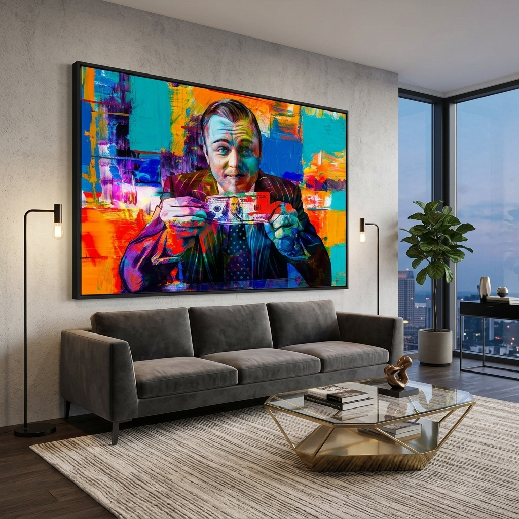 Wolf of Wall Street graffiti Motivational Canvas Wall Art Print