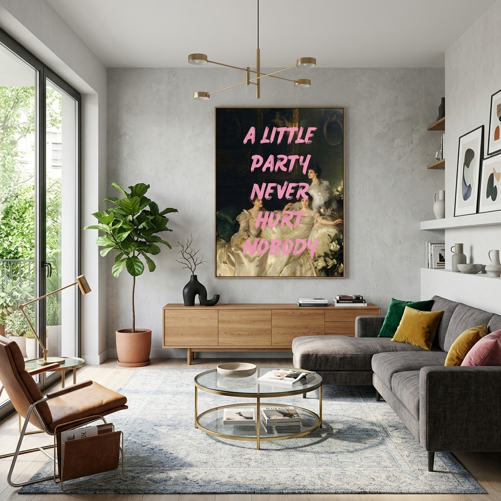 Kunstdruck auf Leinwand, Motiv: Die Wyndham Sisters. Eine kleine Party hat niemandem geschadet.