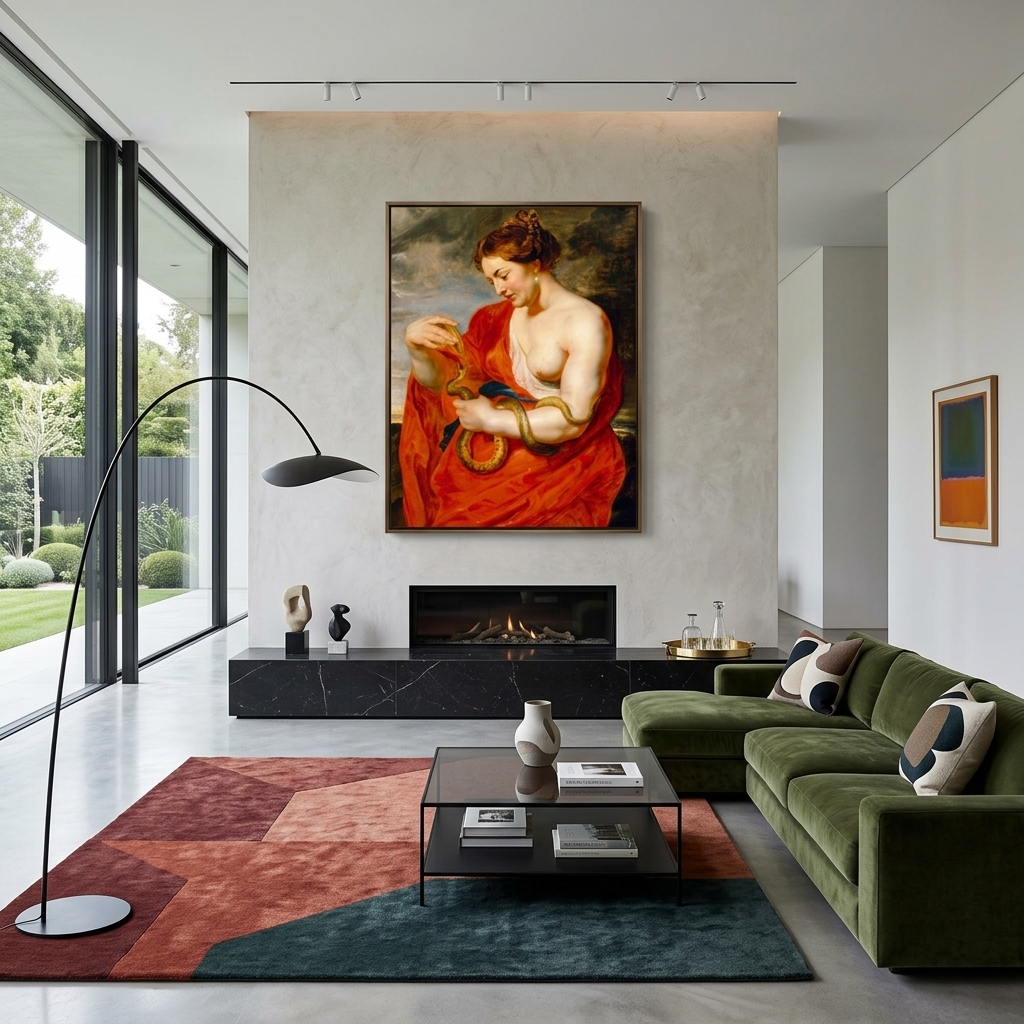 Reproduktion „Hygieia ist die Göttin der Gesundheit“, Reproduktion von Rubens auf Leinwand, Kunstdruck