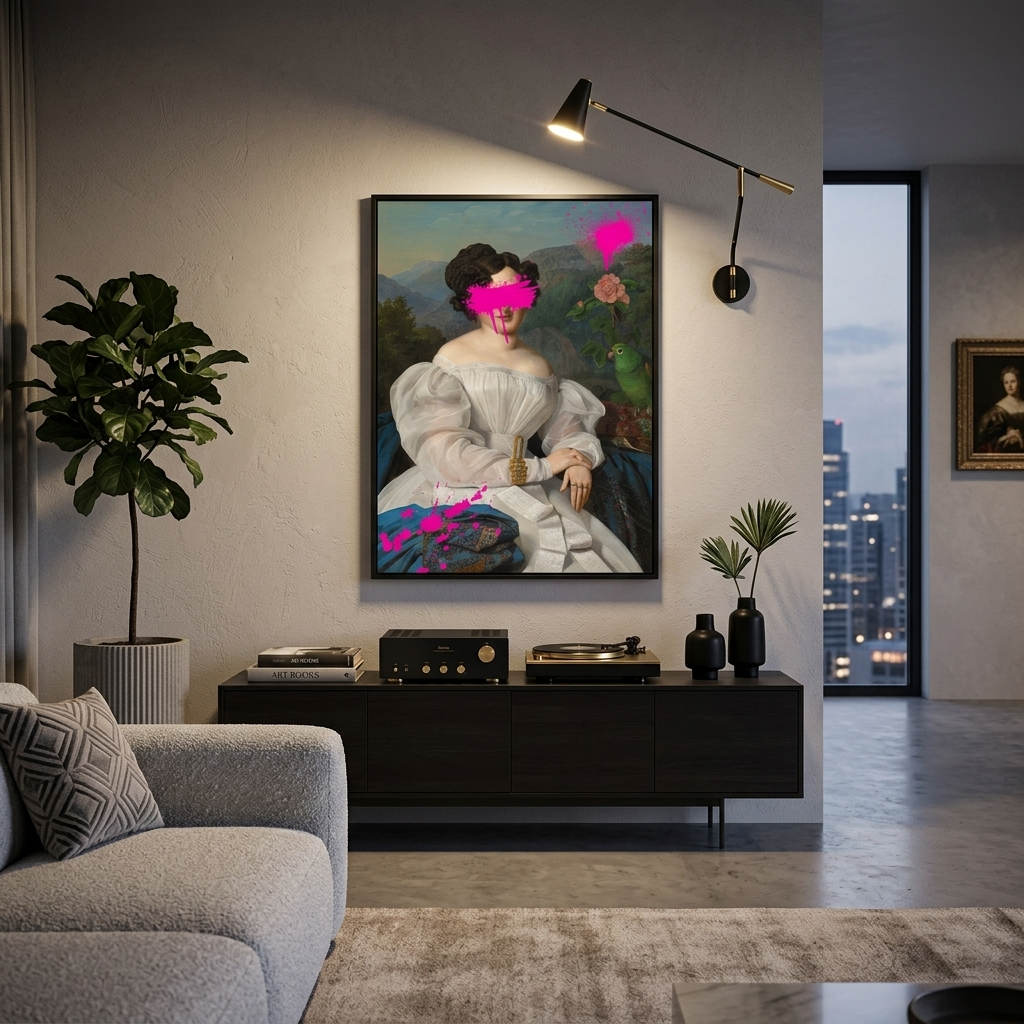 Leinwandbild, Wandbild, Porträt von Vorontsova mit rosa Farbe im Gesicht