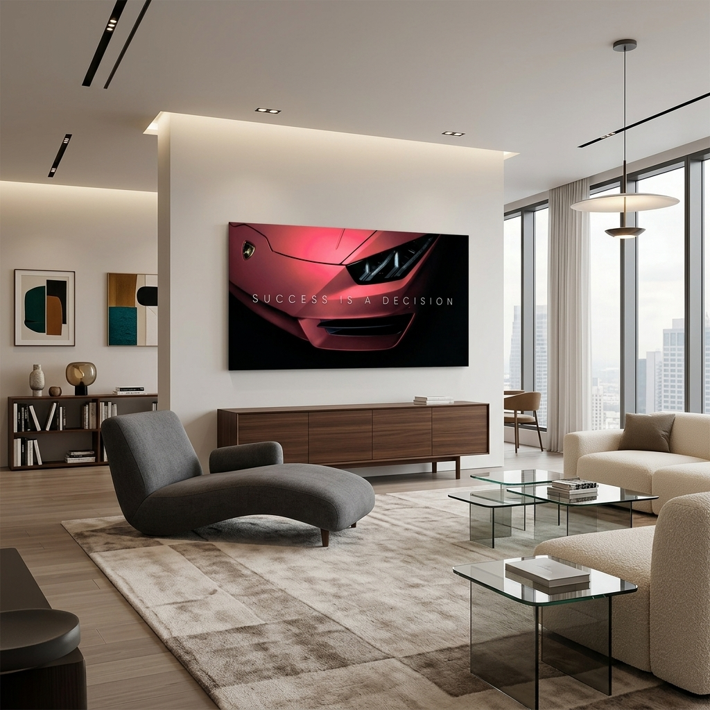 Erfolg zu motivieren ist eine Entscheidung Lamborghini Motivierender Leinwand-Kunstdruck