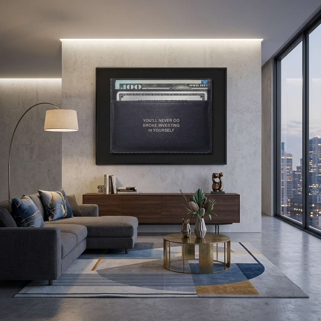 Zur Motivation Geldbörse Niemals Pleite gehen Inspirierender Leinwand-Kunstdruck