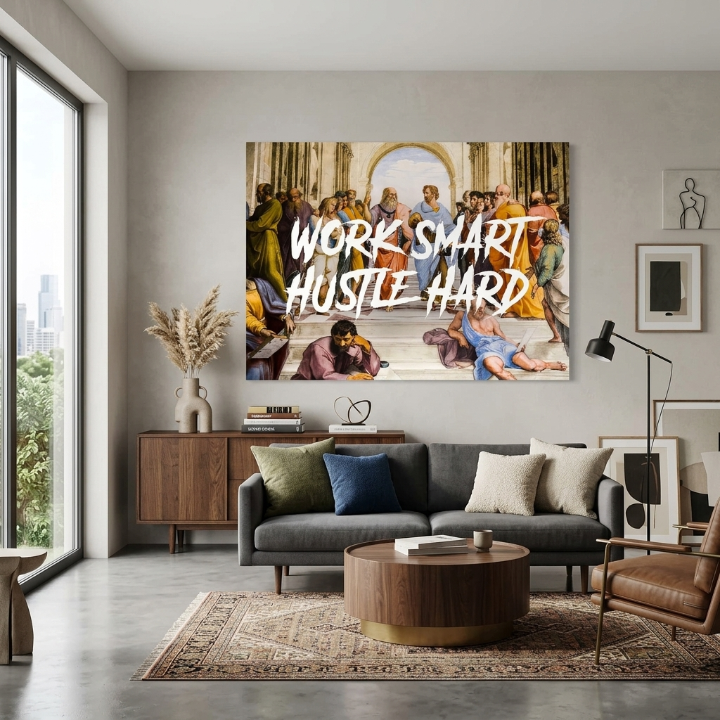 Philosophen arbeiten intelligent und fleißig, motivierender Leinwand-Kunstdruck