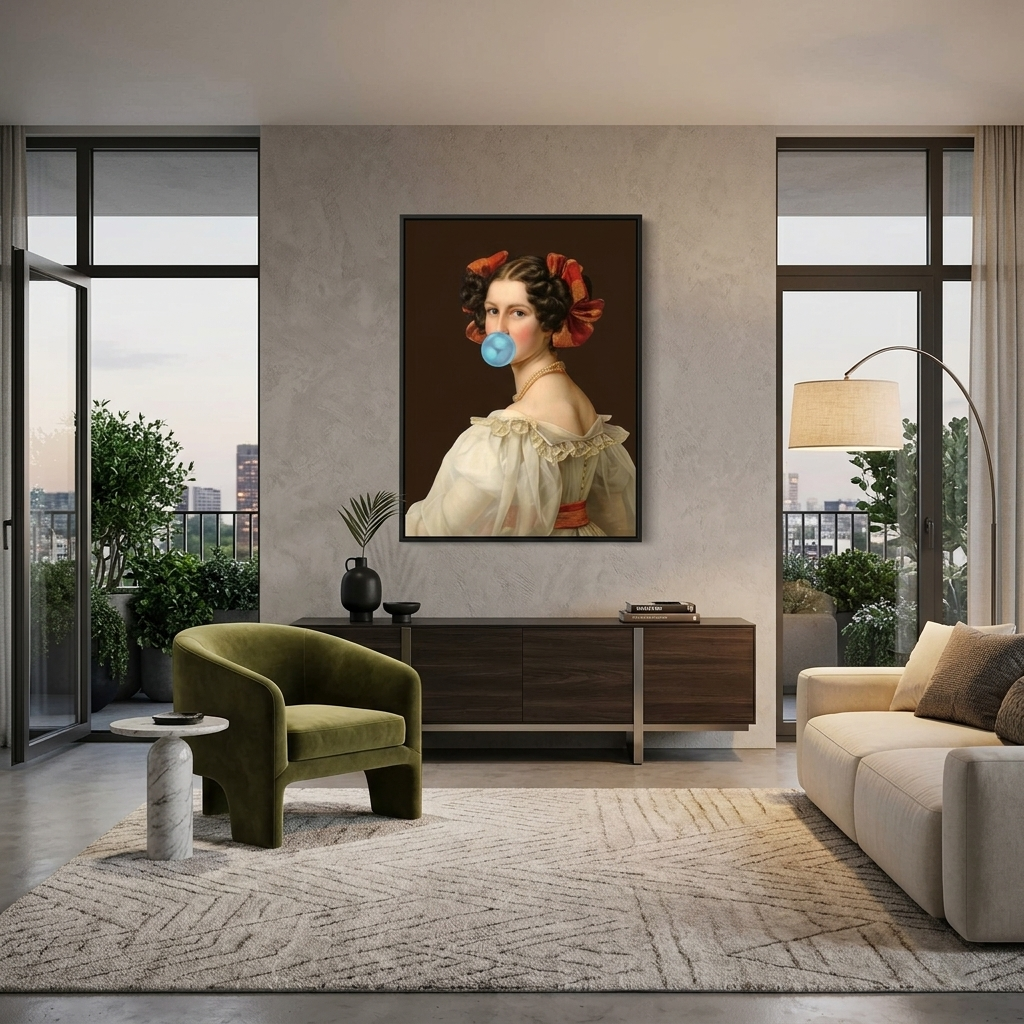 Leinwandbild Helena mit blauem Kaugummi