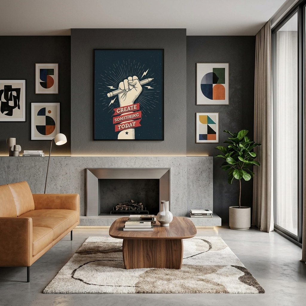 Die Hand mit dem Bleistift und den Inschriften Motivierender Leinwand-Kunstdruck