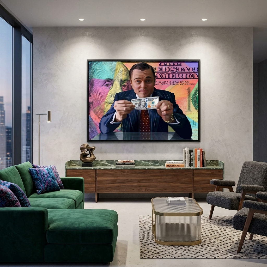 Inspirierender Kunstdruck auf Leinwand „The Wolf of Wall Street“