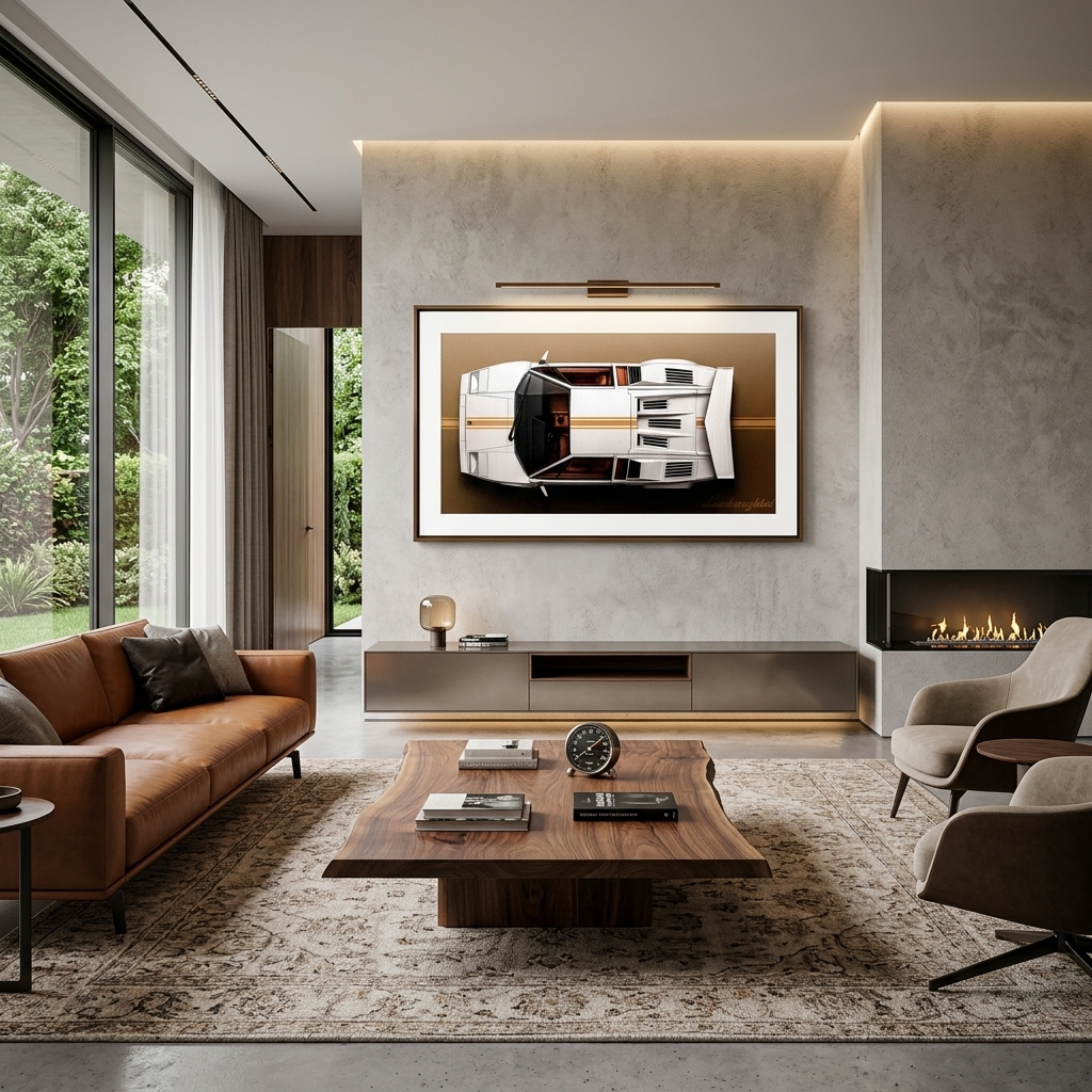 Leinwandbild, Porsche 911, grün, auf grauem Hintergrund