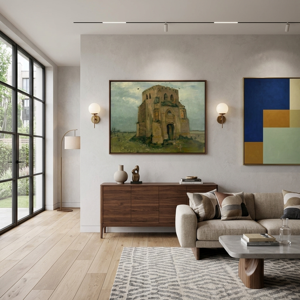 Reproduktion „Der alte Kirchturm in Nuenen“ von Van Gogh, Reproduktion auf Leinwand, Kunstdruck