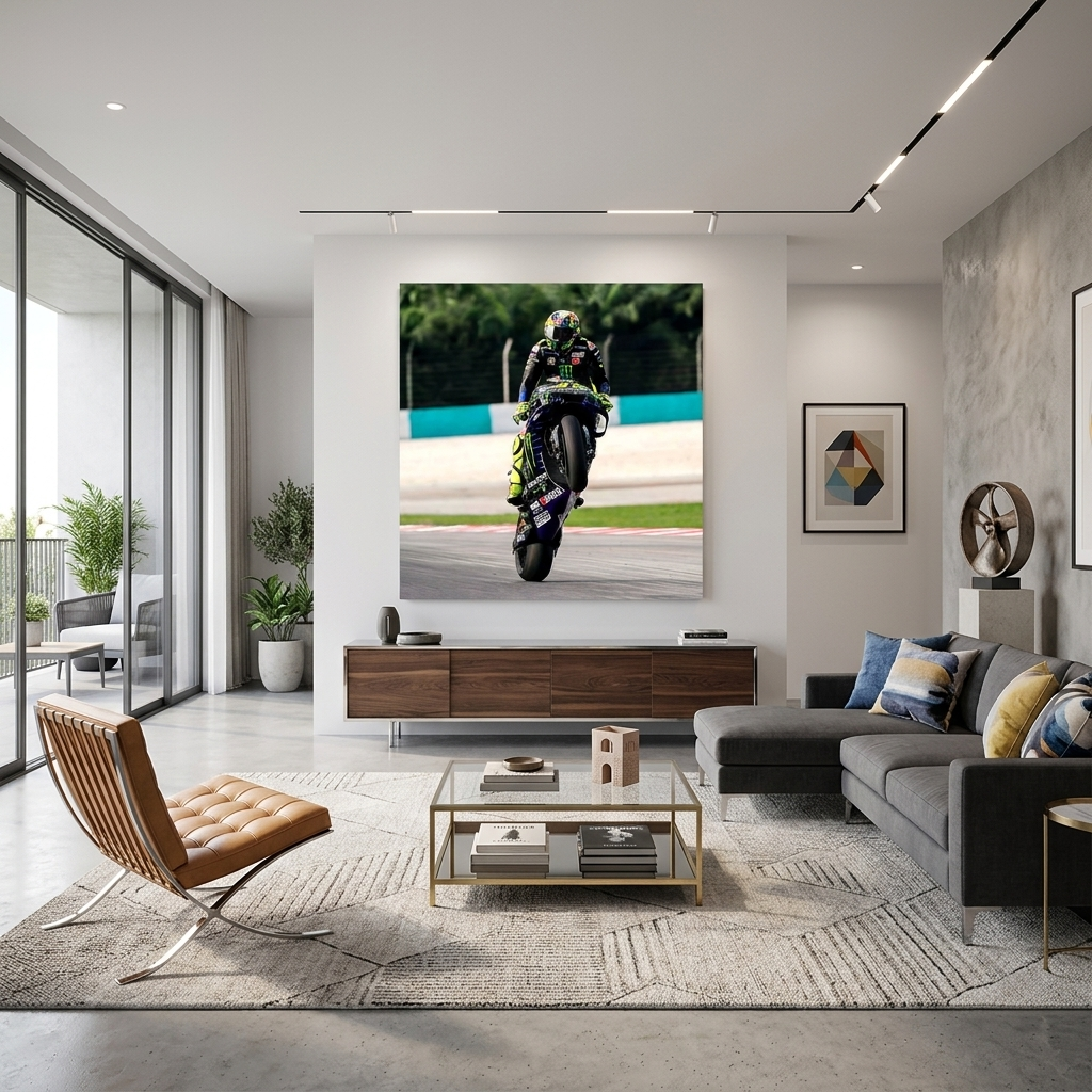 Leinwandbild, Motorradfahrer Valentino Rossi, Wandbild