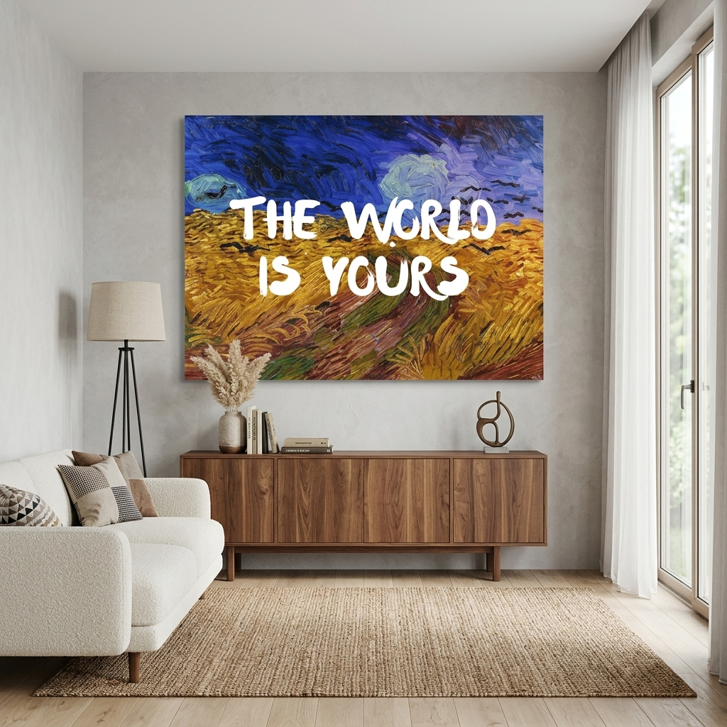 Kunstdruck auf Leinwand, Sternennacht, Van Gogh. Die Welt gehört dir