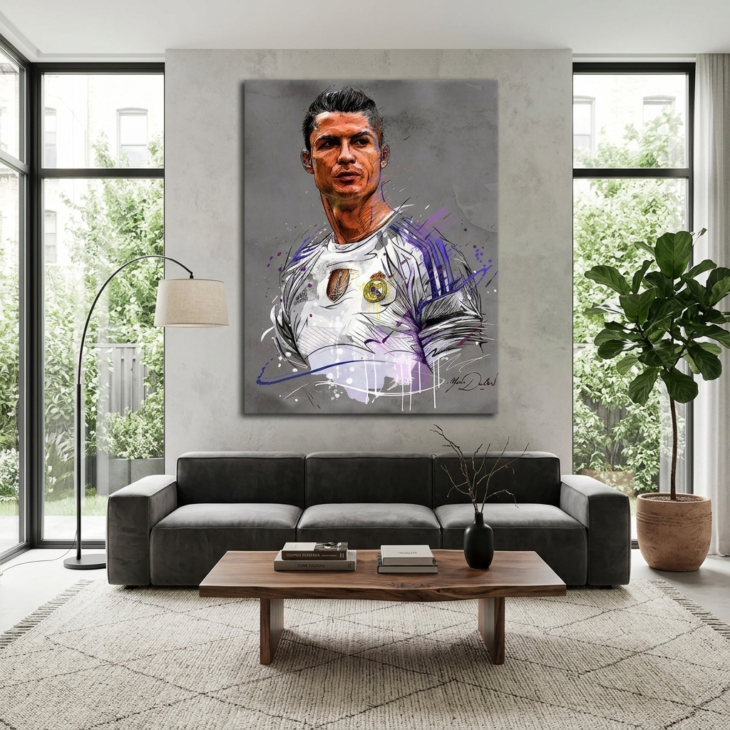 Kunstdruck auf Leinwand mit Fußballspieler Cristiano Ronaldo