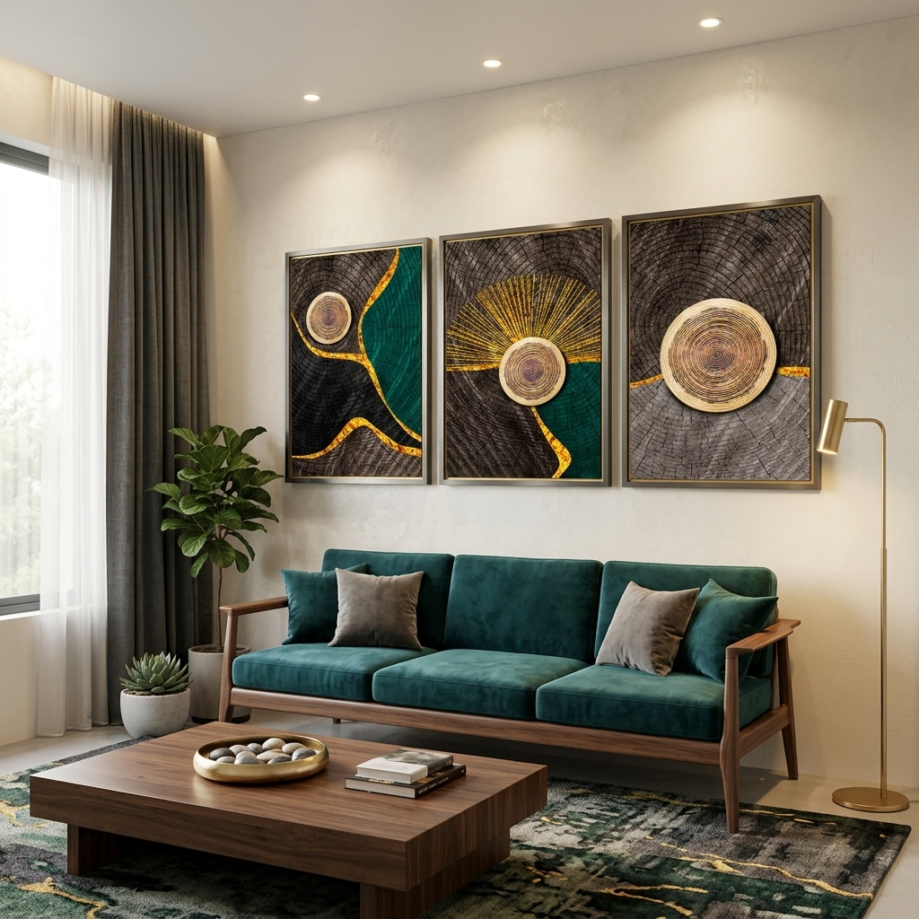 Modulare Abstraktion in goldenen dunklen und grauen Farbtönen Multi Panel Canvas Wand Kunstdruck