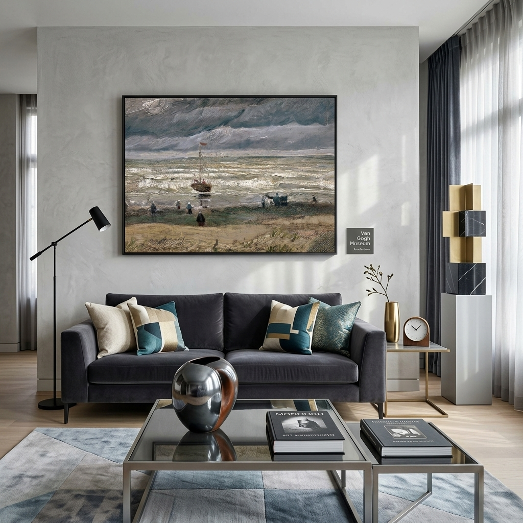 Reproduktion, Meerblick vor Scheveningen, Reproduktion, Kunstdruck auf Leinwand