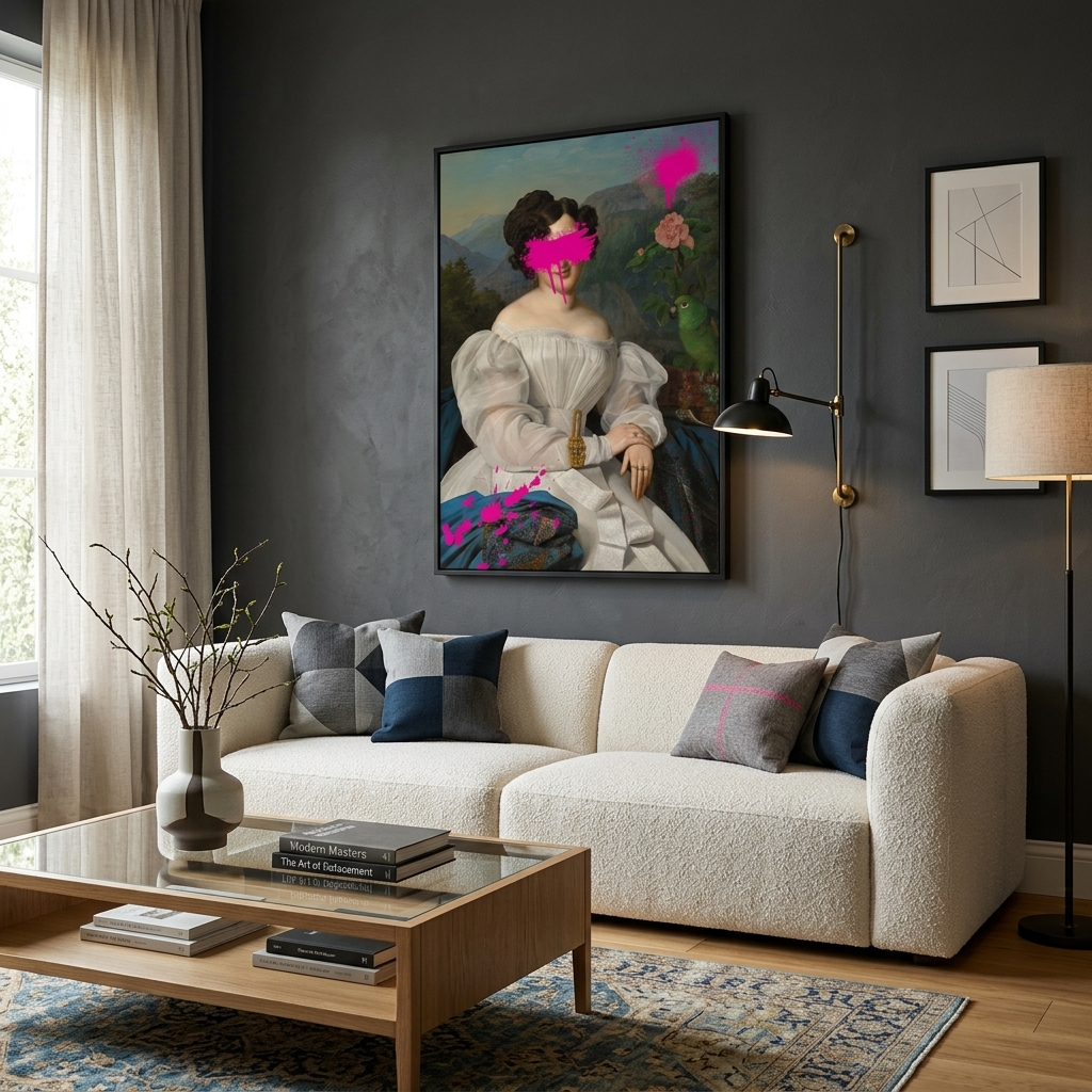 Leinwandbild, Wandbild, Porträt von Vorontsova mit rosa Farbe im Gesicht
