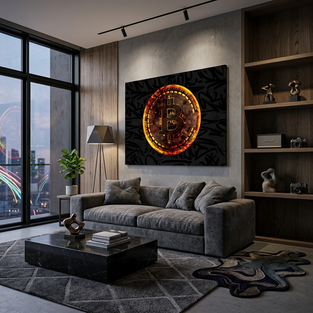 Gold Bitcoin Münze Motivierender Leinwanddruck