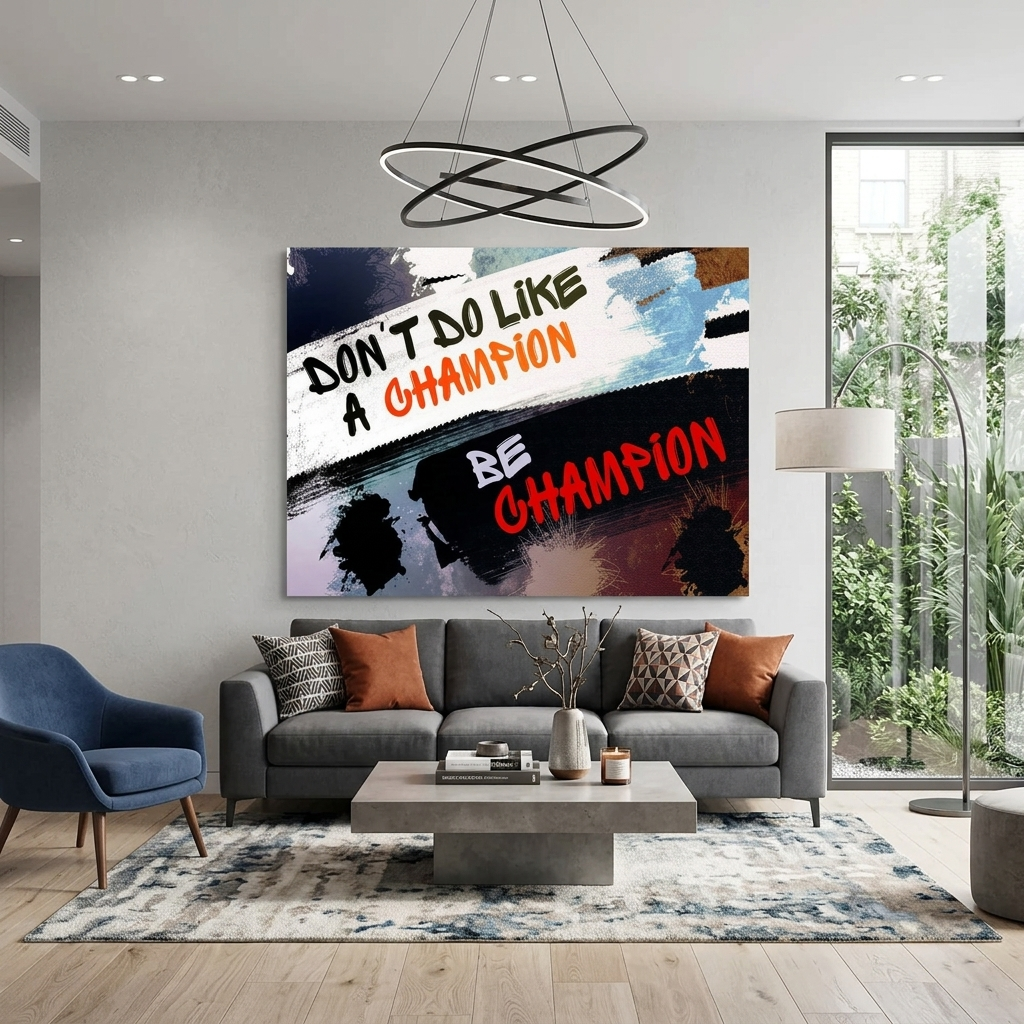 For motivation Be a champion Motivational Canvas Wall Art Print