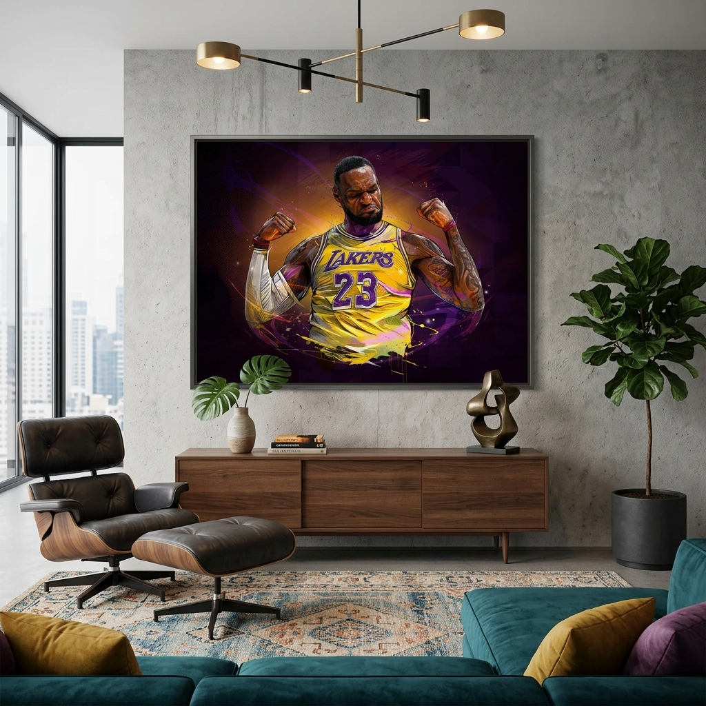 Leinwandbild „LeBron James“, Basketballspieler der Los Angeles Lakers, Wandbild