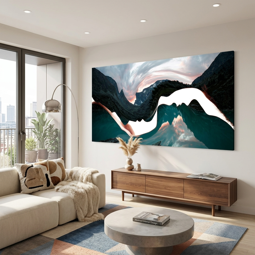 Die Silhouette zweier Gesichter Abstraktion Leinwand Wand Kunstdruck