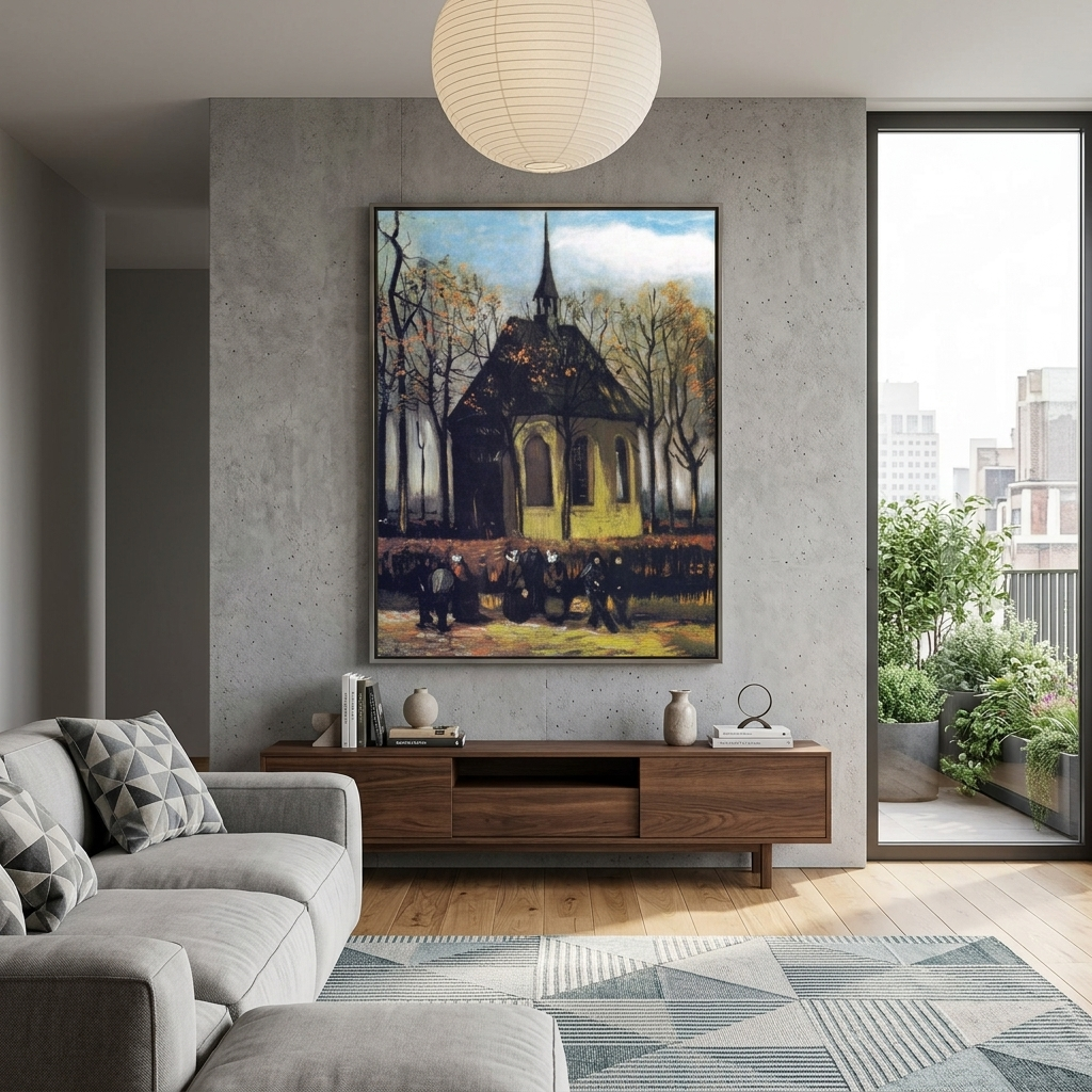 Reproduktion „Austritt aus der evangelischen Kirche“, Reproduktion auf Leinwand, Kunstdruck