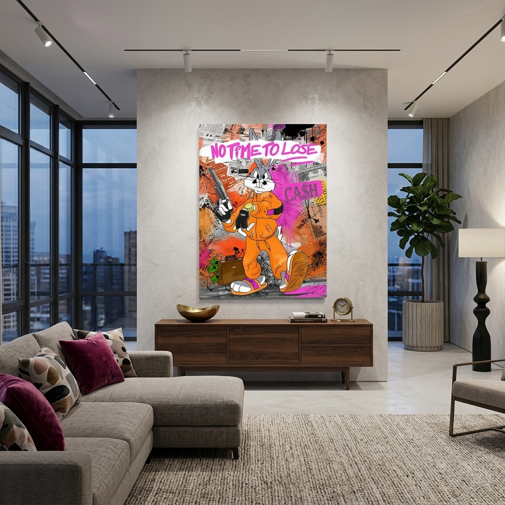 100 $ – Kunstdruck auf Leinwand mit Zeichnung auf schwarzen Lippen