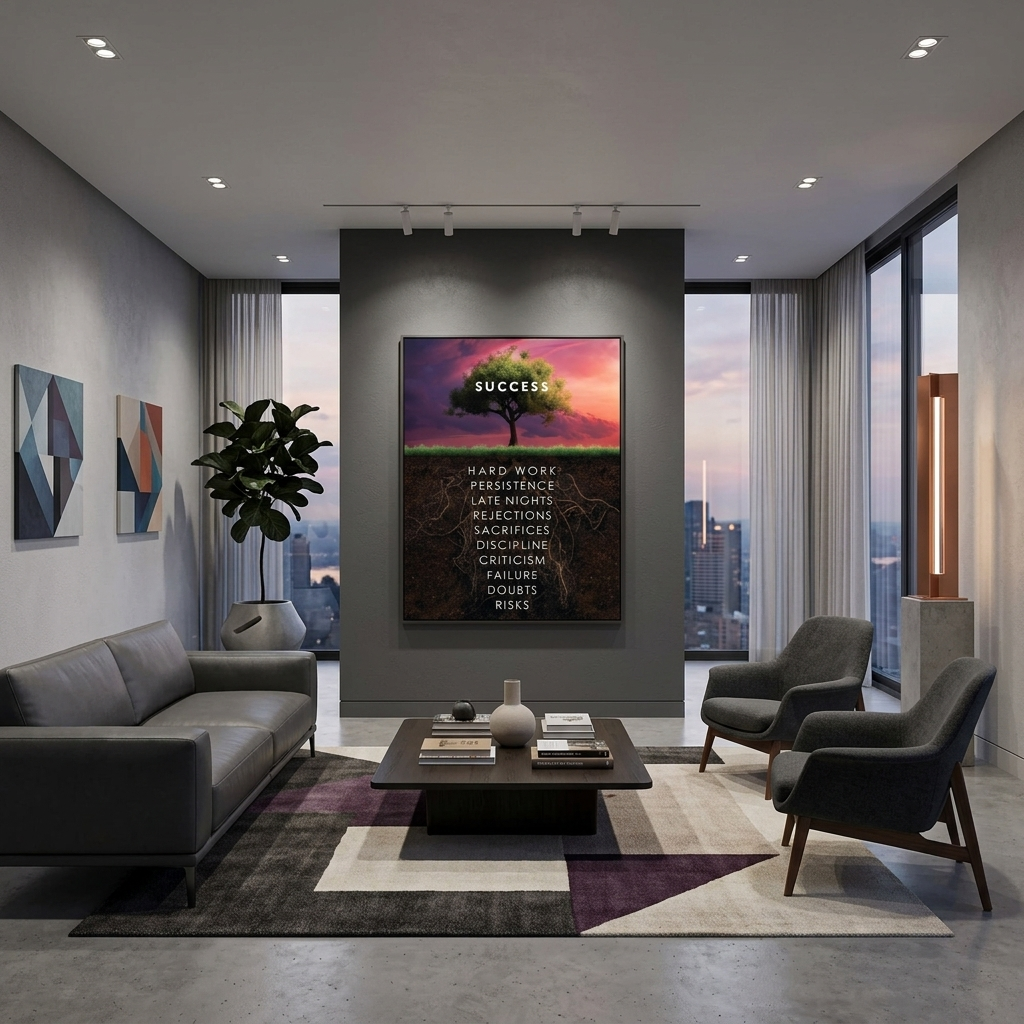 Um den Erfolgsbaum zu motivieren, motivierender Leinwand-Kunstdruck