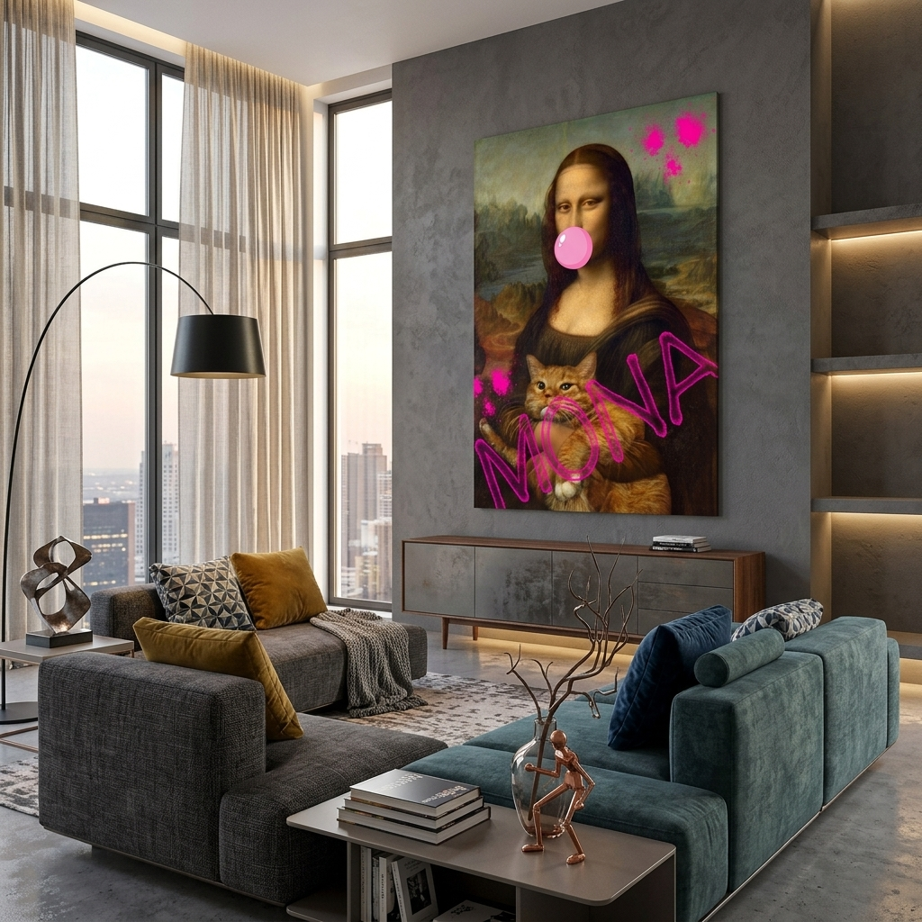 Leinwandbild Mona mit roter Katze