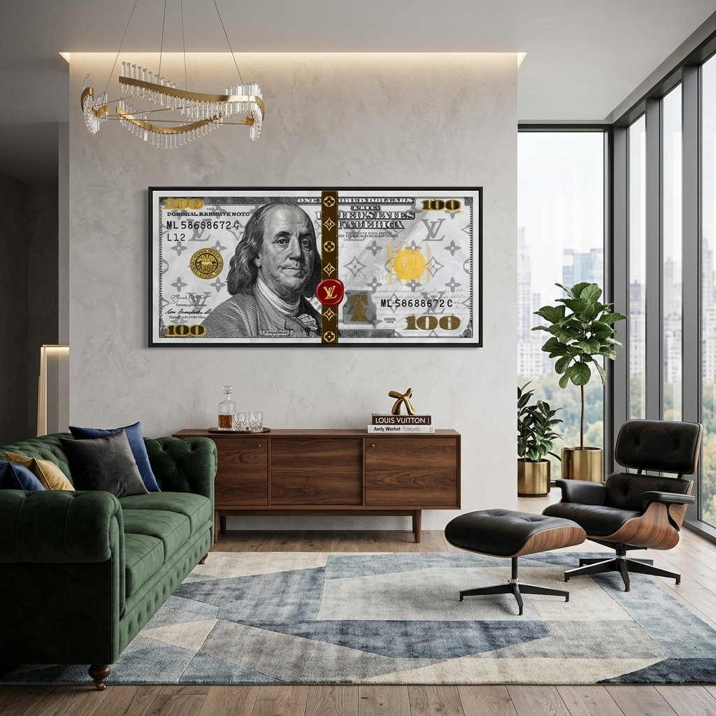 100 Dollar Weiß Franklin LV weiß inspirierende Leinwand Wand Kunstdruck