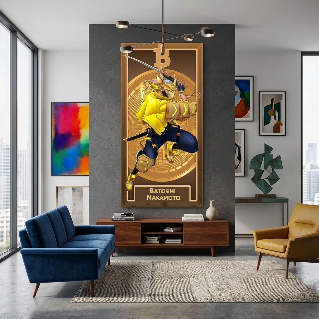 Money Crypto-warrior Satoshi Nakamoto Bitcoin Inspirational Canvas Wall Art Print