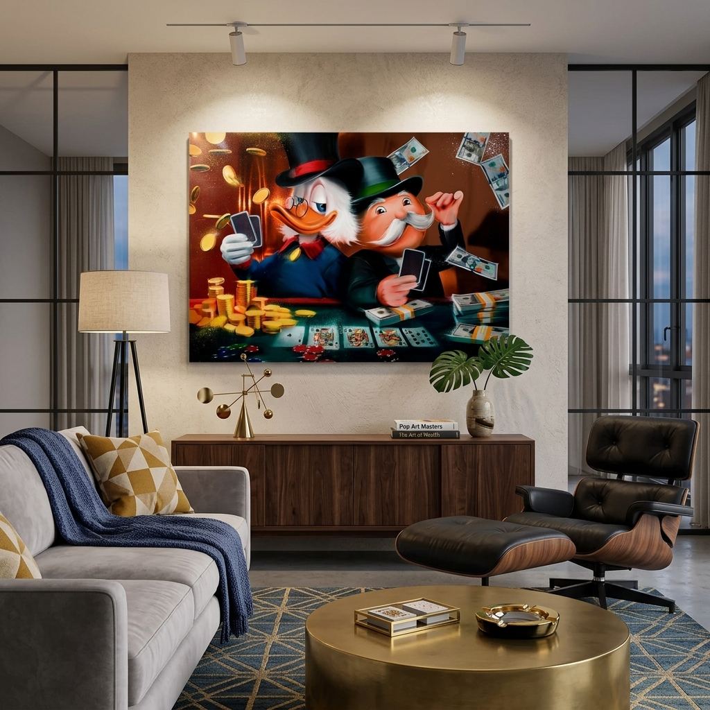 Scrooge, Monopoly, Karten Inspirierender Leinwand-Kunstdruck