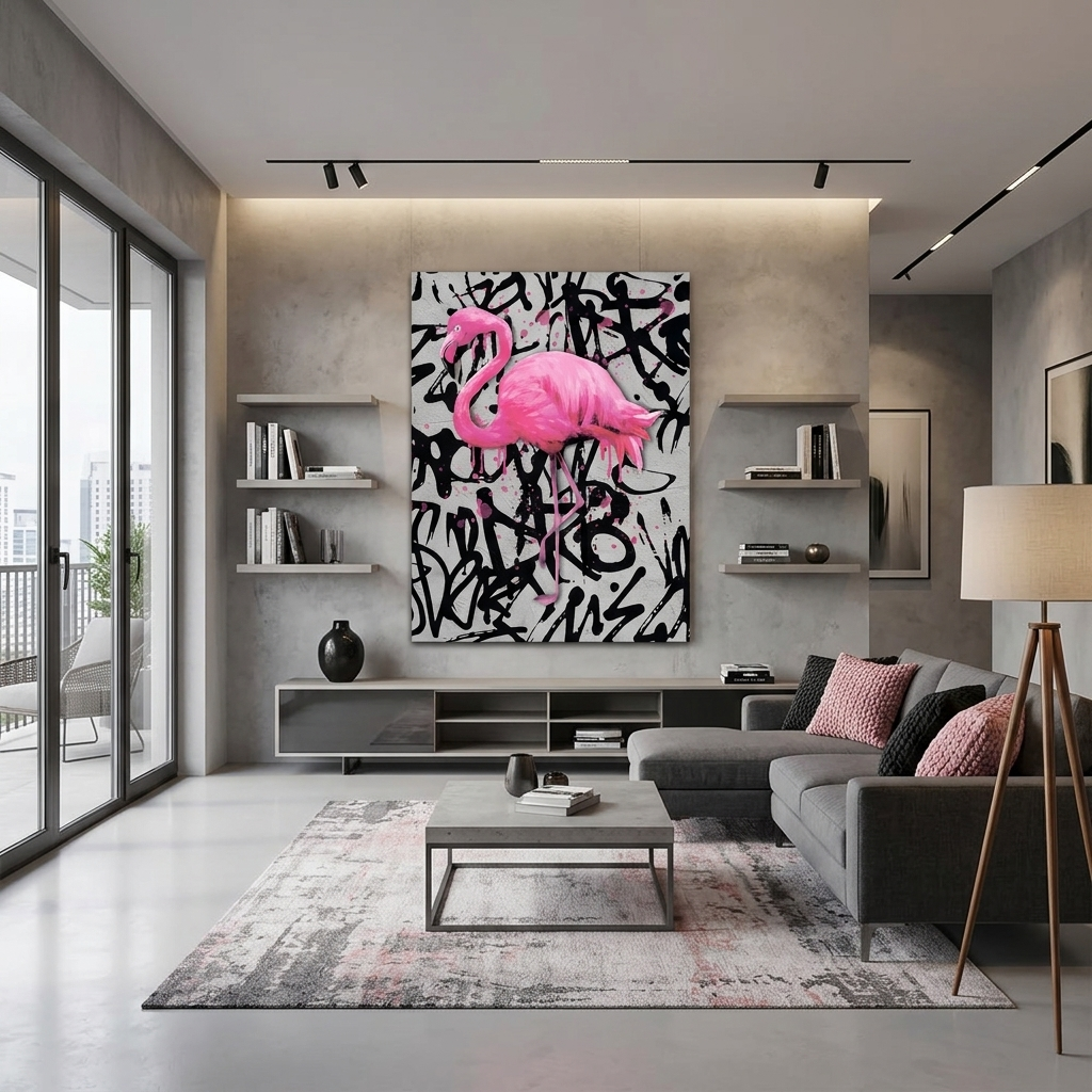 Für Zuhause Rosa Flamingo Leinwand Wand Kunstdruck