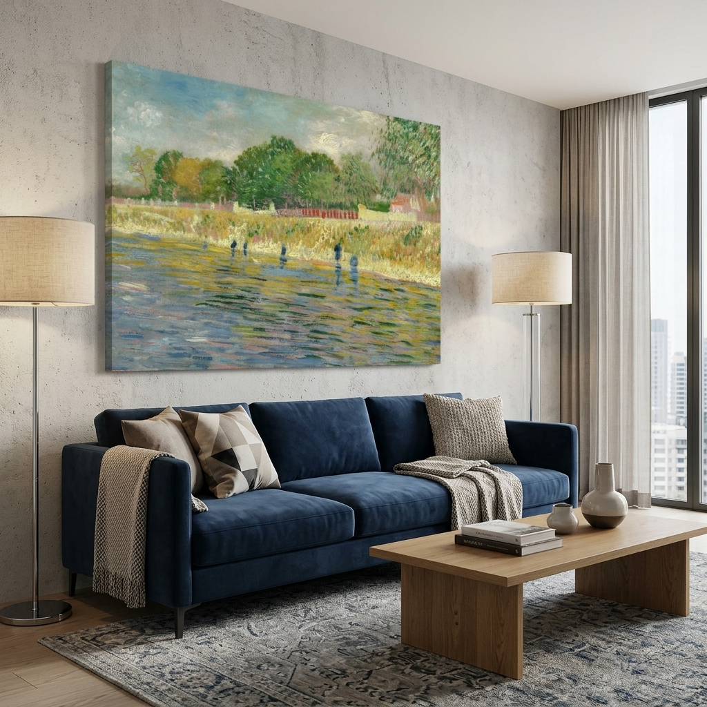 Reproduktion „Die Ufer der Seine“ von Vincent van Gogh, Reproduktion auf Leinwand, Kunstdruck