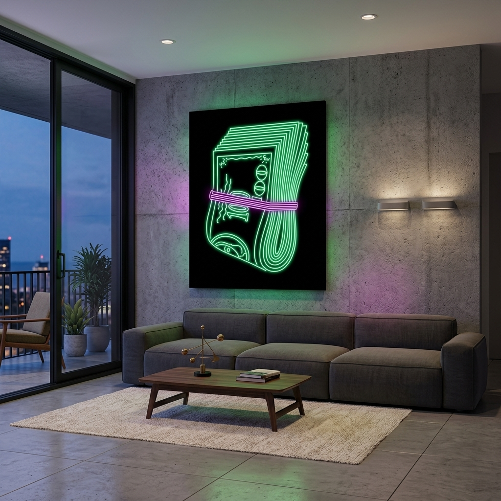 Ein Bündel Dollar – motivierender Kunstdruck auf Leinwand