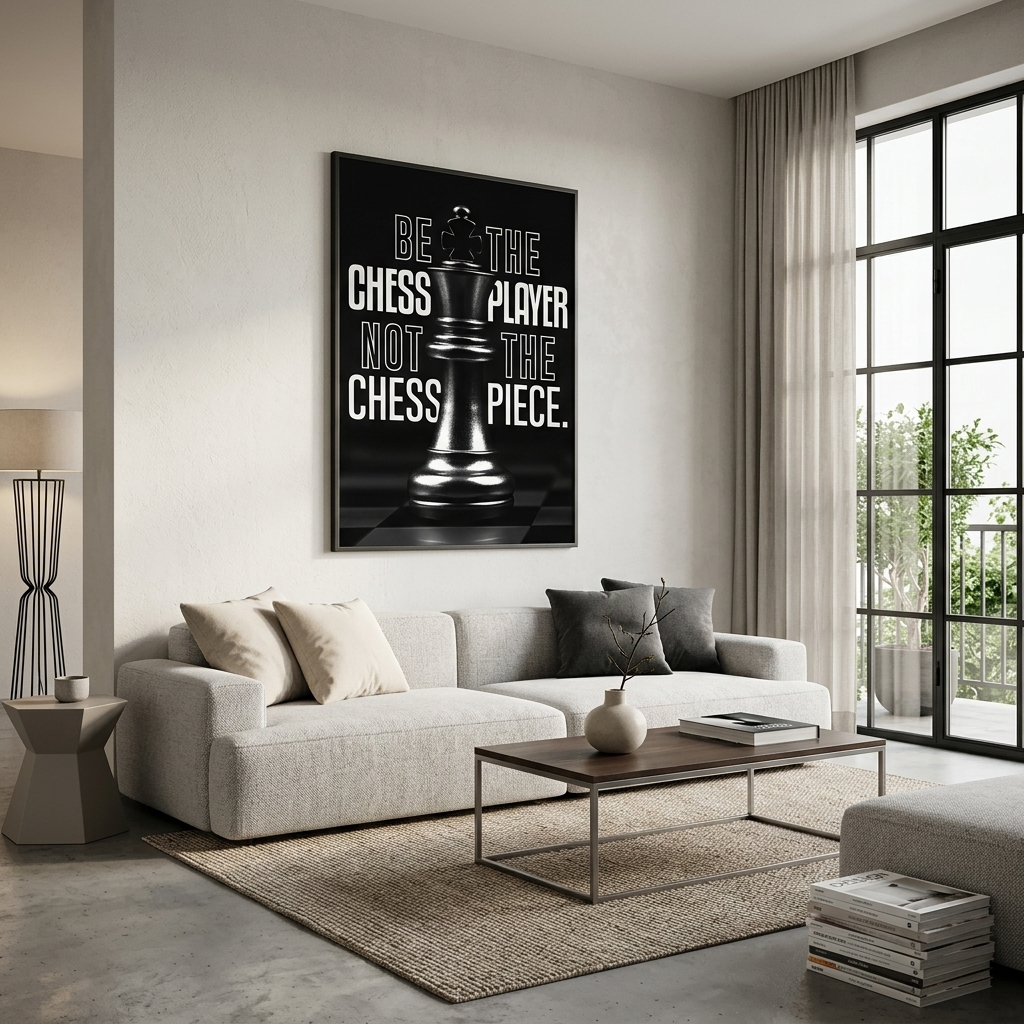 For motivation Chess King Black Motivational Canvas Wall Art Print