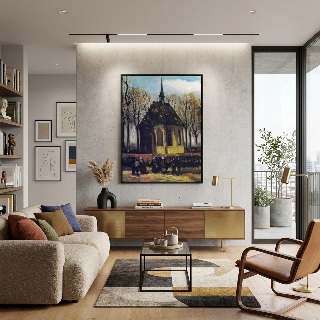 Reproduktion „Austritt aus der evangelischen Kirche“, Reproduktion auf Leinwand, Kunstdruck
