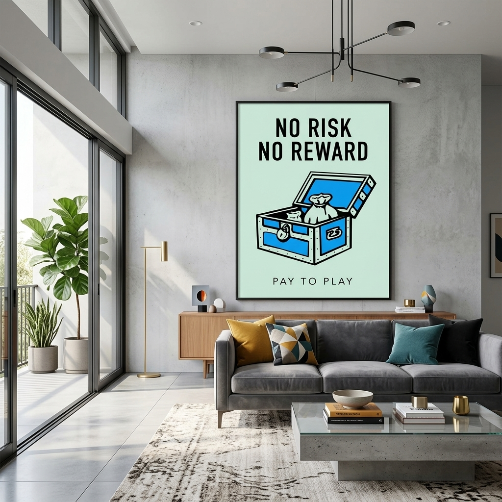 Monopoly No risk no reward Canvas Wall Art Print