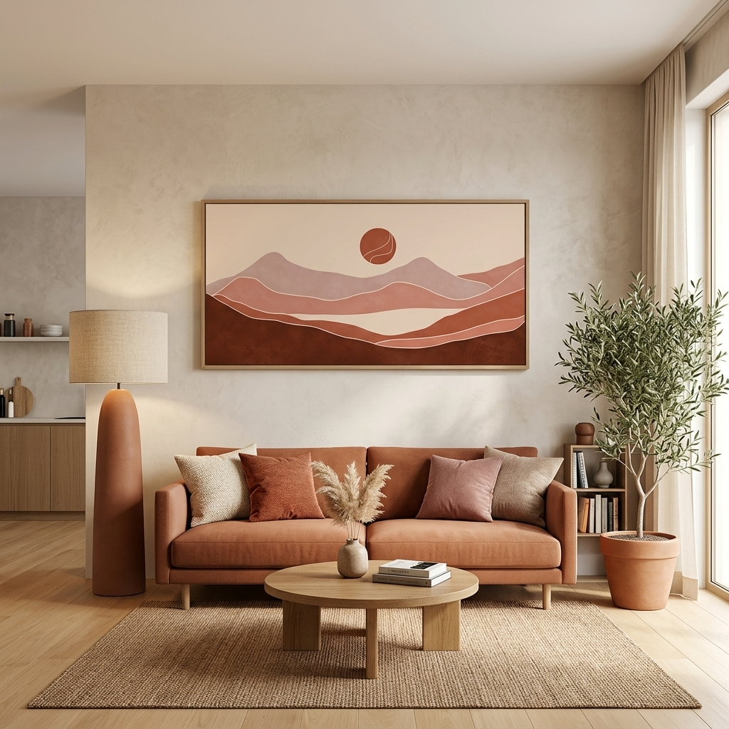Die Wüste gegen die Sonne Abstraktion Leinwand Wand Kunstdruck