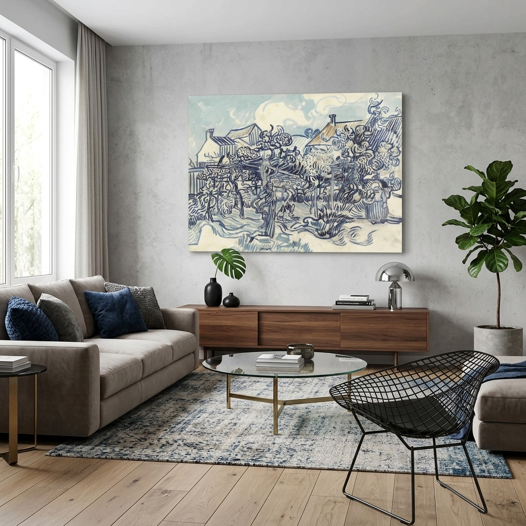 Reproduktion „Ein alter Weinberg und eine Bäuerin“ von Van Gogh, Reproduktion auf Leinwand, Kunstdruck