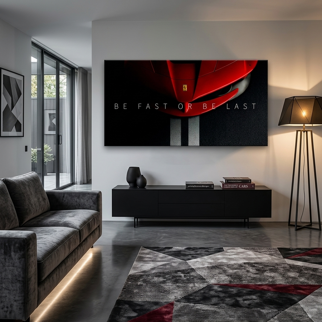 Zur Motivation: Sei schnell oder sei der Letzte, Ferrari, motivierender Leinwand-Kunstdruck