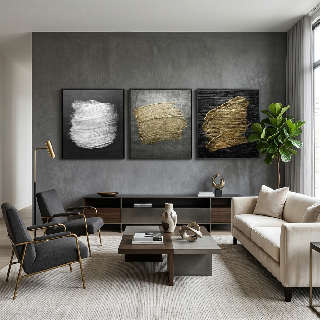 Pinselstriche auf einem dunkelgrauen Hintergrund Multi Panel Canvas Wand Kunstdruck