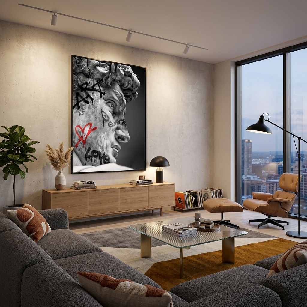 Kunstdruck auf Leinwand mit der Statue von David für Ihr Zuhause