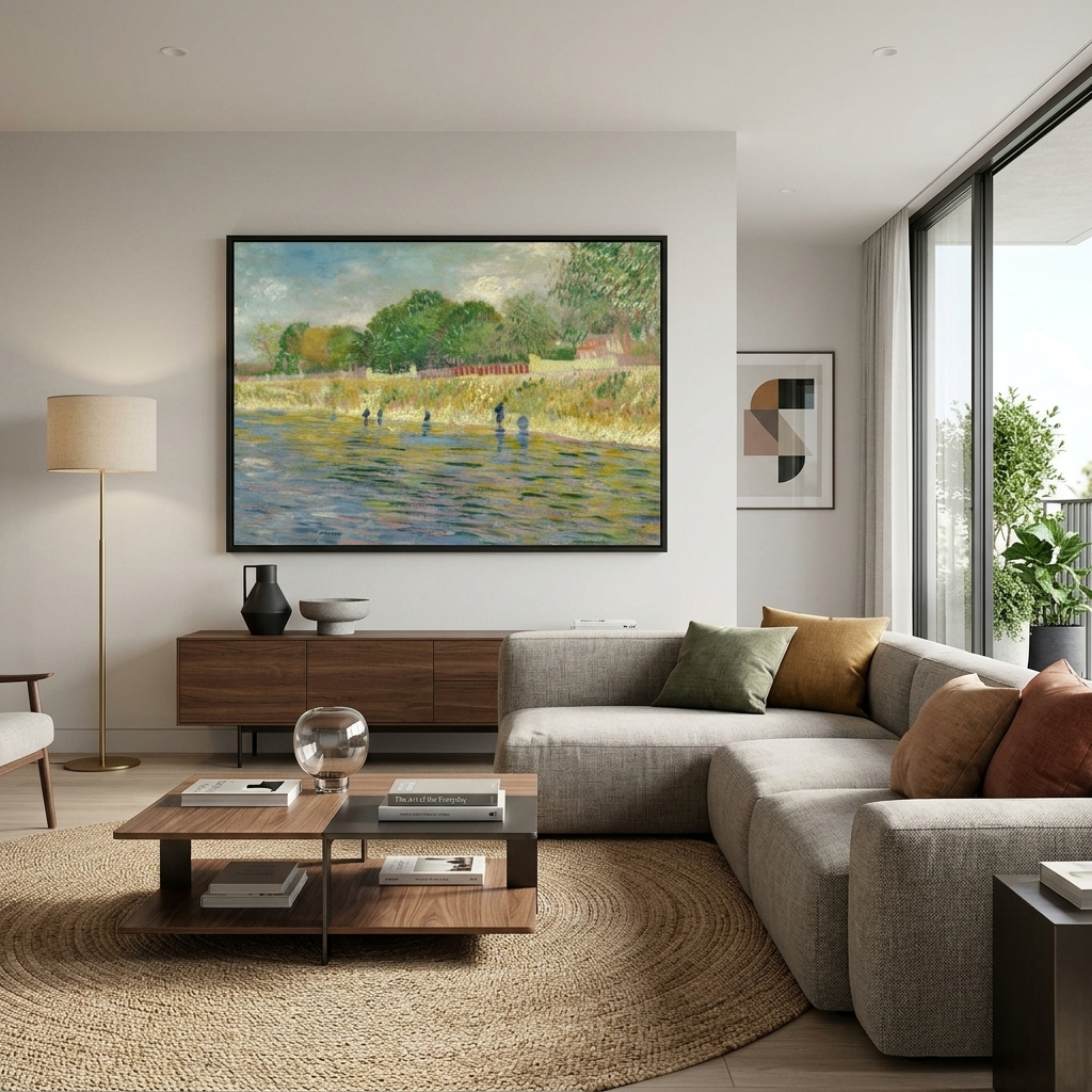 Reproduktion „Die Ufer der Seine“ von Vincent van Gogh, Reproduktion auf Leinwand, Kunstdruck
