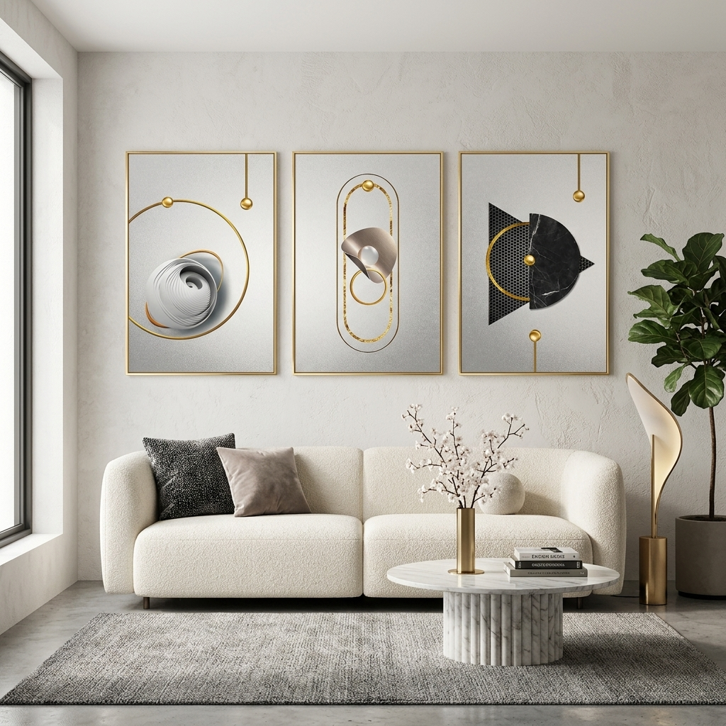 Mehrteiliger Kunstdruck auf Leinwand, abstrakte geometrische Malerei