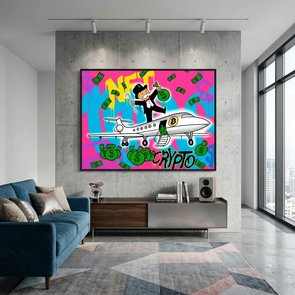 NFT Crypto Bitcoin Monopoly Canvas Wall Art Print